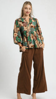 Smocked Shoulder Floral Babydoll Top