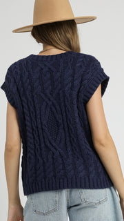 Cable Knit Patch Pkt Sweater Vest