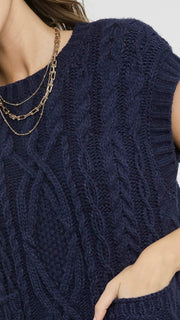 Cable Knit Patch Pkt Sweater Vest