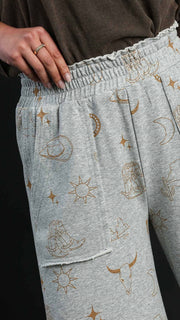 Western Print Wide Leg Pants