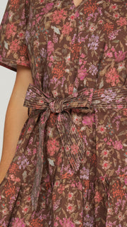 Floral Split Neck Dress w/Pockets