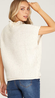 Rolled Edge Mock Neck Sweater Top