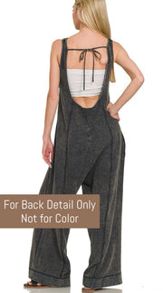Washed Cotton Gauze Open Tie Back Jumpsuit