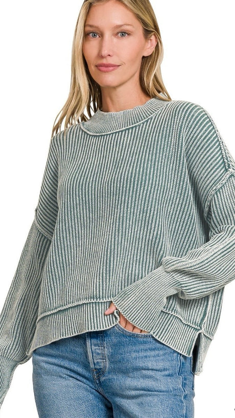 Mineral Wash Cotton Slouch Sweater 2
