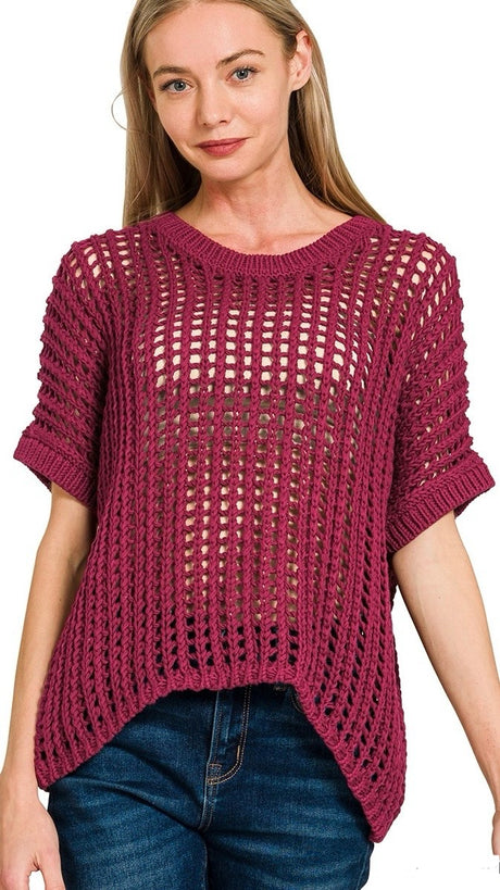 Cotton Open Weave Sweater Top 3