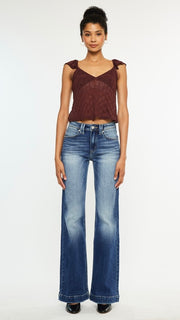 High Rise Stretch Denim Flare Jean