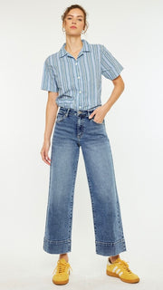 High Rise Wide Cuff Crop Jean