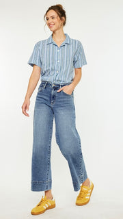 High Rise Wide Cuff Crop Jean