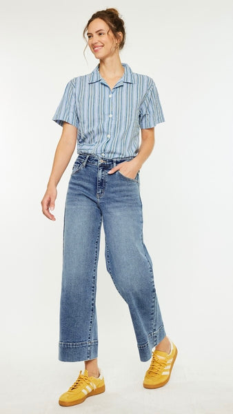 High Rise Wide Cuff Crop Jean