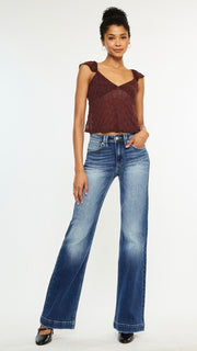 High Rise Stretch Denim Flare Jean