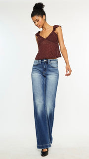 High Rise Stretch Denim Flare Jean