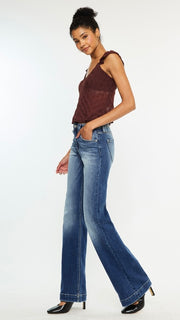 High Rise Stretch Denim Flare Jean