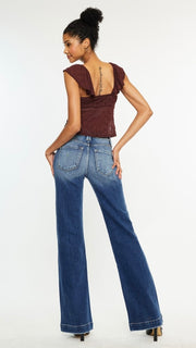 High Rise Stretch Denim Flare Jean