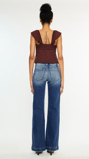 High Rise Stretch Denim Flare Jean