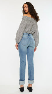Mid Rise Button Fly Slim St Leg Jean