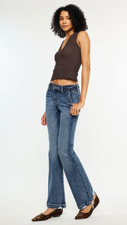 Mid Rise Slash Pkt Boot Cut Jean
