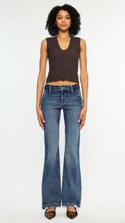 Mid Rise Slash Pkt Boot Cut Jean