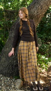 Plaid Gored Maxi Skirt