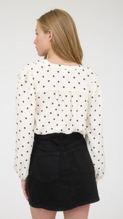 Polka Dot Henley Style Top