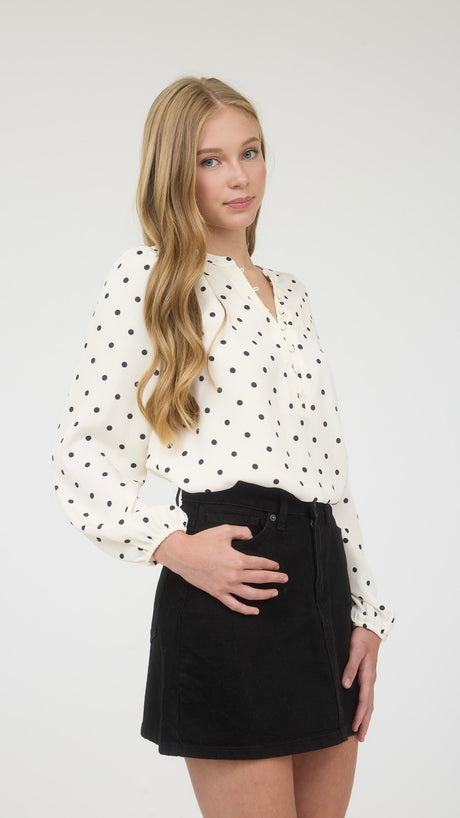 Polka Dot Henley Style Top