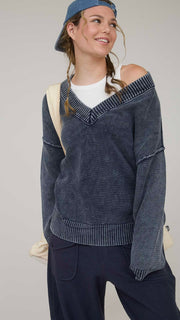 Mineral Wash Slouch Cotton Sweater