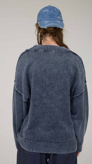 Mineral Wash Slouch Cotton Sweater