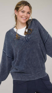 Mineral Wash Slouch Cotton Sweater