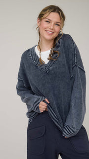 Mineral Wash Slouch Cotton Sweater