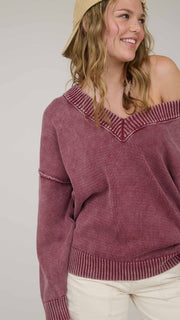 Mineral Wash Slouch Cotton Sweater