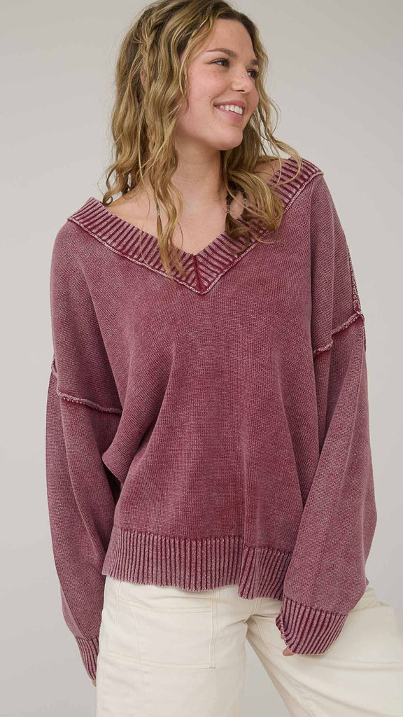Mineral Wash Slouch Cotton Sweater