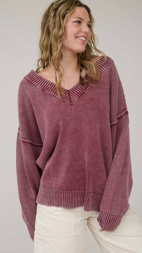 Mineral Wash Slouch Cotton Sweater