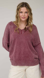 Mineral Wash Slouch Cotton Sweater