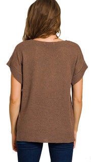 Cuffed Sleeve V-Neck Lt Sweater