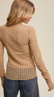 Sheer Lace Mock Neck Layering Top