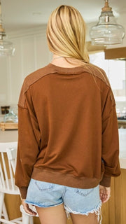 Plaid Accent Mineral Wash Sweatshirt