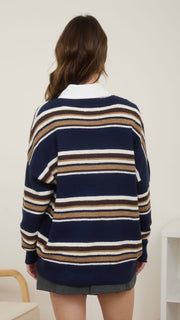 Slouch Striped V-Neck Sweater
