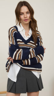Slouch Striped V-Neck Sweater