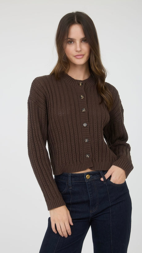 Round Neck Cable Knit Cardigan