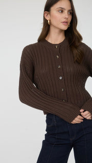Round Neck Cable Knit Cardigan