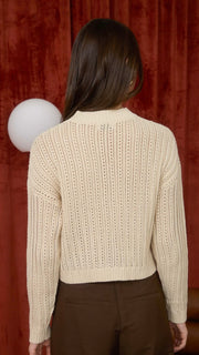 Round Neck Cable Knit Cardigan