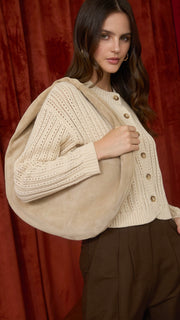 Round Neck Cable Knit Cardigan