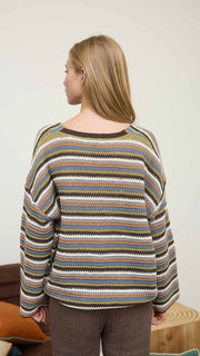 V-Neck Multi-Color Stripe Cardigan