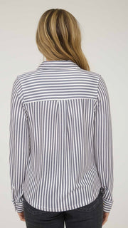 Stripe Knit Button Down Top