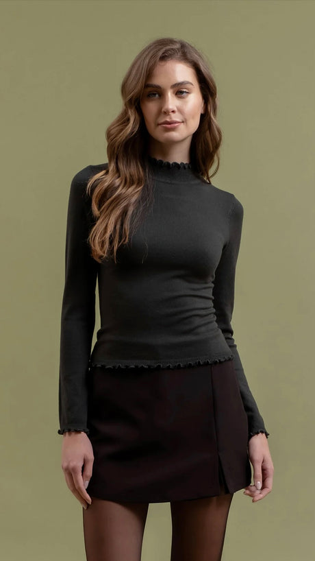 Lettuce Edge Mock Neck Top
