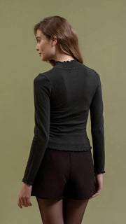 Lettuce Edge Mock Neck Top