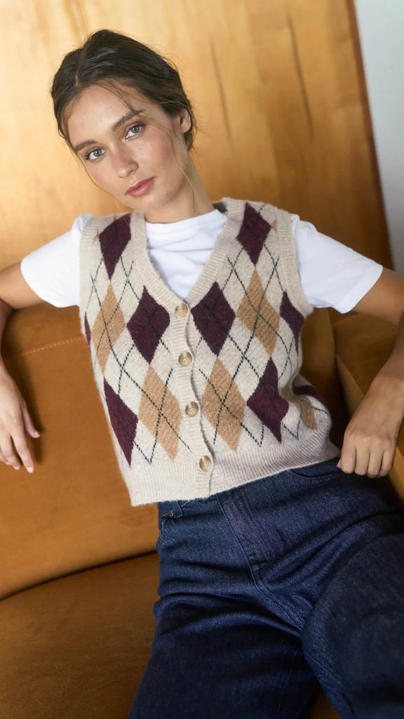 Argyle Button Front Sweater Vest