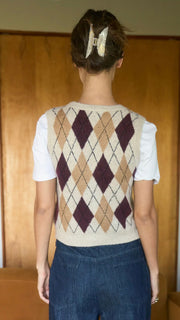 Argyle Button Front Sweater Vest