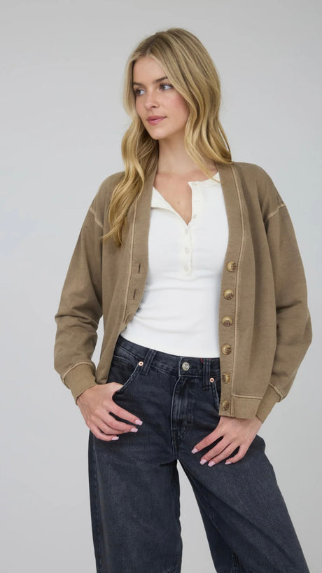Mineral Washed Knit Cardigan