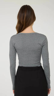 Rib Knit Long Sleeve Henley Top