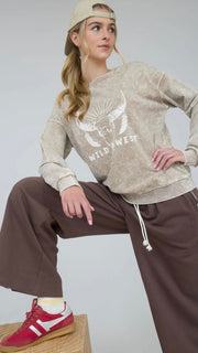Wild West Cowl Skull Mineral Sweatshirt